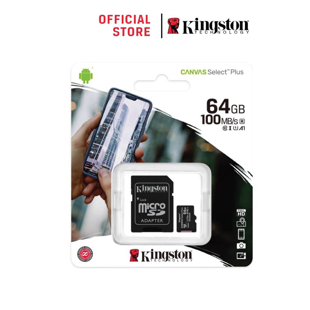 ภาพหน้าปกสินค้าKingston รุ่น Canvas Select Plus Class 10 ความเร็ว 100 MB/s (Read) แบบ MicroSDHC Card + SD Adapter จากร้าน kingston_online บน Shopee