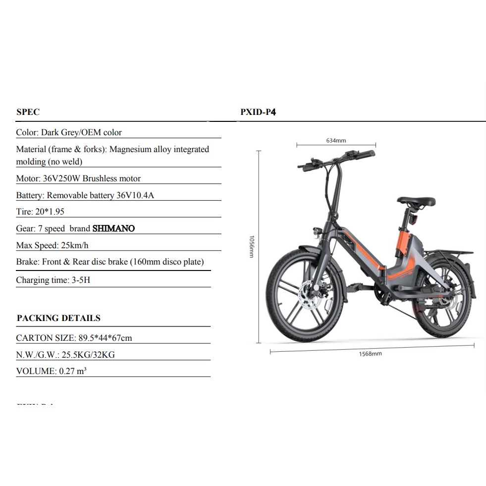 pxid-p4-e-bike-electric-bicycle-folding-bicycle-จักรยานไฟฟ้า-แรง-250วัตต์-แบตลิเที่ยม-จักรยานพับเก็บได้-ปั่นก็ได้-บิดได้