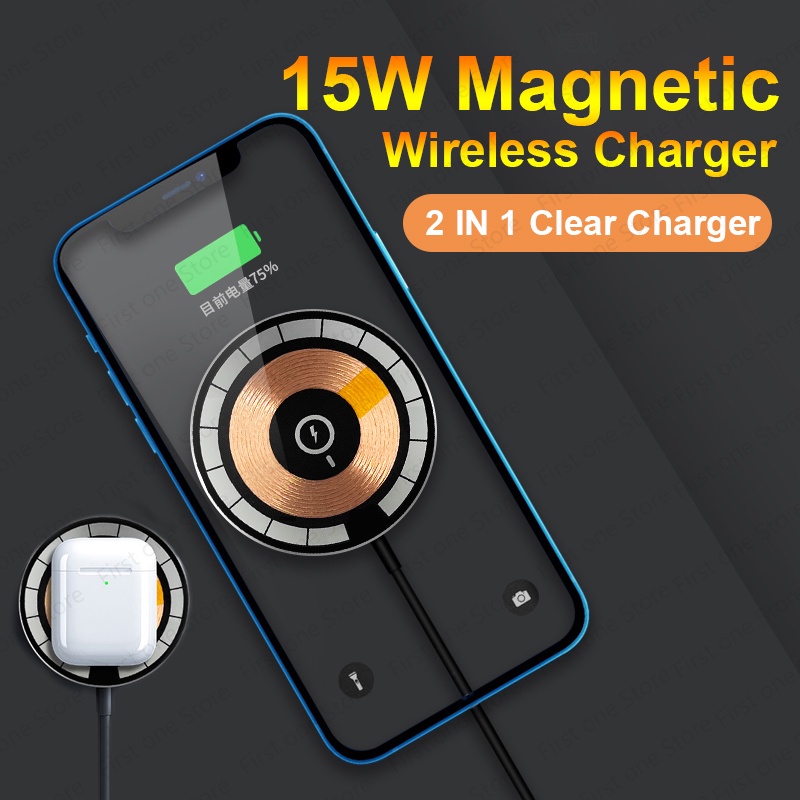 ที่ชาร์จแม่เหล็กไร้สาย 15W สําหรับ iPhone 14 12 13 Pro Max AirPods Pro