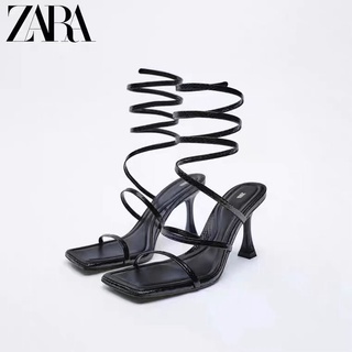 Zara ใหม่ รองเท้าส้นสูง มีสายรัดข้อเท้า เซ็กซี่ แฟชั่นฤดูร้อน สําหรับผู้หญิง 2022
