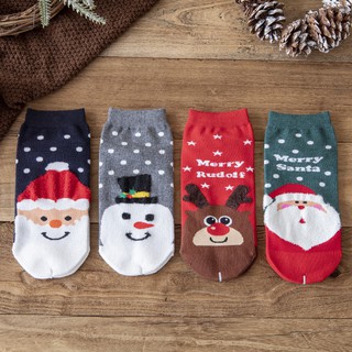 สินค้า Free Size ชายและหญิง ถุงเท้าคริสต์มาส 1คู่ (มี4สี) M02
