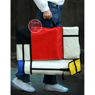สินค้า กระเป๋าเขียนแบบ กระเป๋าเป้ใส่กระดานวาดรูป กระเป๋าศิลปะ A2 รุ่นสี Mondrian  (หูหิ้วเดี่ยว)