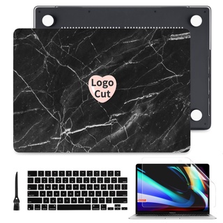 เคสแข็ง สีดําด้าน พร้อมฟิล์มคีย์บอร์ด สําหรับ MacBook Pro Air M2 A2681 A2338 M1 A2337 A2179 Pro14/16 A2442 A1706 A1708 A2251 A1502 A2159 A1989 2022