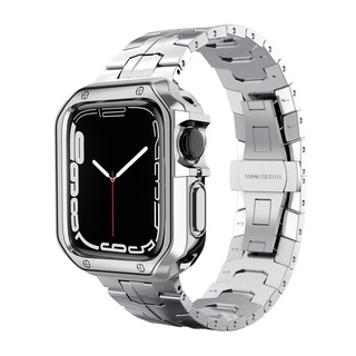 ภาพหน้าปกสินค้าสายนาฬิกาข้อมือ สเตนเลส TPU นิ่ม พร้อมเคส สําหรับ Apple Watch Band 45 มม. 41 มม. iwatch series 3 4 5 SE 6 7 44 มม. 42 มม. 40 มม. 38 มม. ที่เกี่ยวข้อง