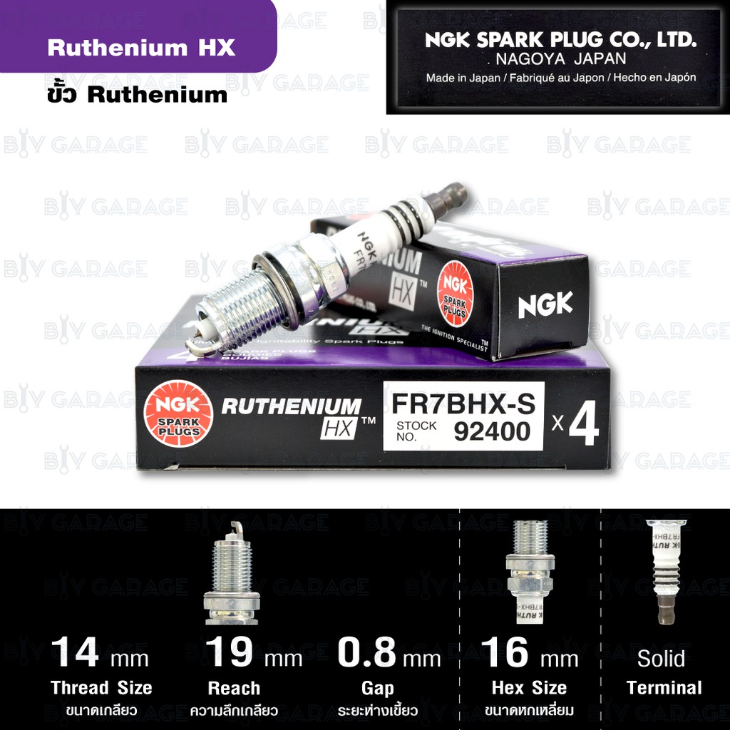 ngk-หัวเทียนขั้ว-ruthenium-fr7bhx-s-1-หัว-ใช้ใช้อัพเกรดเบอร์-bkr7e-bkr7eix-zfr7f-11-made-in-japan