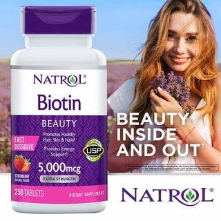 ภาพขนาดย่อของภาพหน้าปกสินค้า(Exp.09/2023)Natrol Biotin Beauty 5000 mcg 250 Tablets จากร้าน kirkland_usa บน Shopee ภาพที่ 2