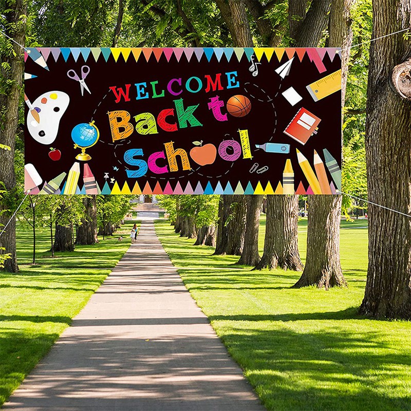 แบนเนอร์-welcome-back-to-school-banner-first-day-of-school-backdrop-banner-welcome-back-to-school-party-decorations-supplies