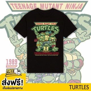 T-shirt  เสื้อยืดผ้าฝ้ายพิมพ์ลายแฟชั่น Turtles ninja 01 tshirt BlackS-5XL