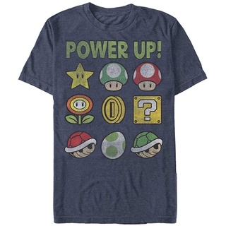 【🔥🔥】100%cotton เสื้อยืดคอวีผู้ชาย Mens Nintendo Super Mario Power Up Bingo T-Shirt men เสื้อ ยืด ผู้ชาย คอกลม โอเวอร์