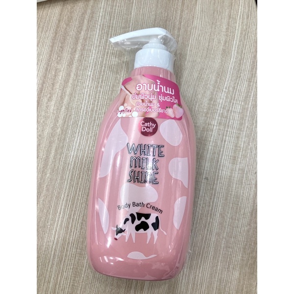 white-milk-shine-body-bath-cream-450-มล-ครีมอาบน้ำนม-บ่มผิวนุ่ม-ชุ่มผิวใส-ด้วยน้ำนมและสตอว์เบอร์รี่ขาว