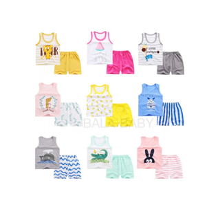 โปรโมชั่น : เสื้อผ้าเด็ก ชุดเด็ก เสื้อยืดกล้ามกางเกงขาสั้น 2ชิ้น ชุดเด็ก ชุดนอน เสื้อกั๊กBXT01