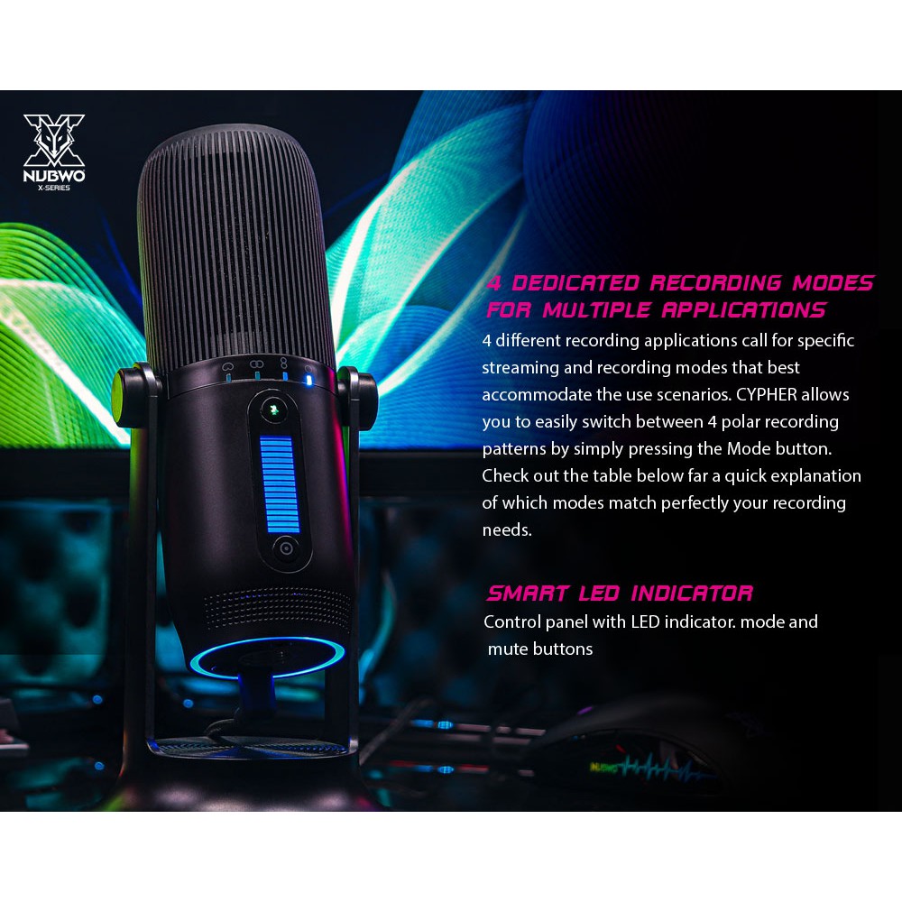 ภาพสินค้าพร้อมส่ง Microphone Streaming NUBWO Cypher X300 96Khz (ไมโครโฟนคอนเดนเซอร์) รับประกัน2ปี ไมค์สตรีม จากร้าน ksc_officialshop บน Shopee ภาพที่ 4