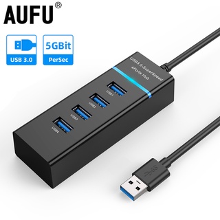Aufu อะแดปเตอร์ฮับ USB 3.0 4 พอร์ต ความเร็วสูง สําหรับเดสก์ท็อป พีซี แล็ปท็อป