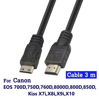 สาย HDMI ต่อ Canon EOS 700D,750D,760D,8000D,7800D,850D,Kiss X7i,X8i,X9i,X10i เข้ากับ HD TV,Monitor cable