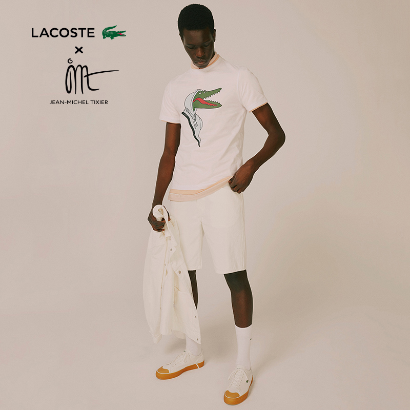 lacoste-x-jean-michel-tixier-co-branded-t-shirts-with-the-same-trend-for-men-and-women-th0413เสื้อยืด