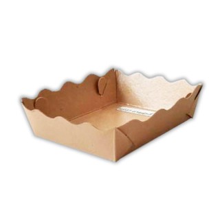 ถาดกระดาษ ถาดขนมปังแบนกลาง ขนาด 4"x 6" เคลือบ PE (100 ใบ/แพ็ค) สีวอลนัท TC039_INH107