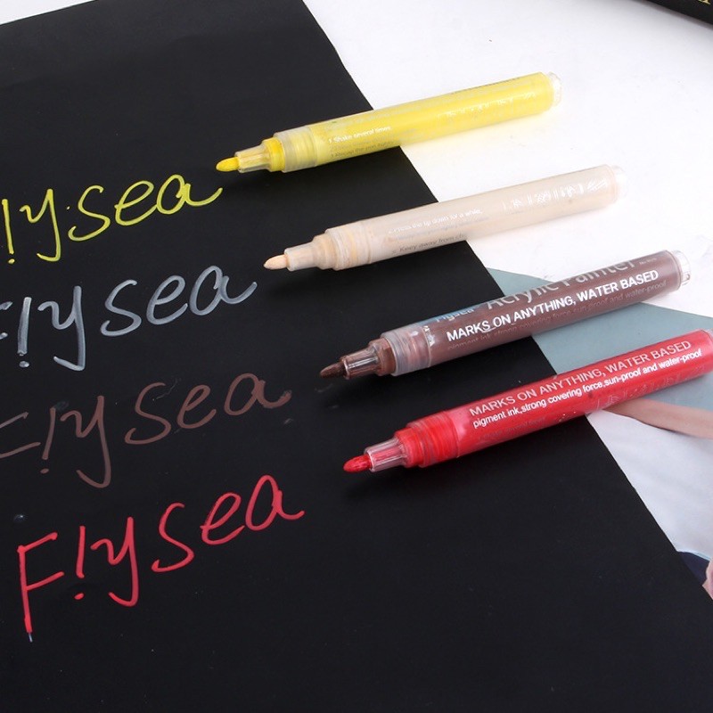 ปากกาชอล์คน้ำflysea-marker-ปากกาเพ้นท์-มาร์คเกอร์-ปากกาเขียนบนวัสดุต่างๆ-ลบไม่ออก-มีหลายสี-ปากกามาร์กเกอร์สีอะคริลิค
