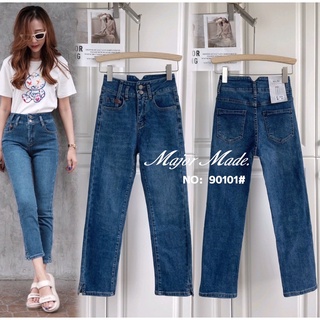 กางเกงยีนทรง 8 ส่วน เอวสูง ยีนส์ทรงเรียบๆ No90101 majormade
