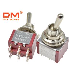 DIYMORE MTS-202 สวิตช์สลับ 13*11.5 มม. สีแดง 6Pin สวิตช์เปิด-ปิด Silver Contactor 125V 5A 250V 3A