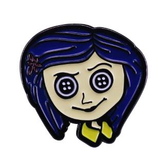 Cute Coraline brooch spooky girls anime fans great creepy collection
