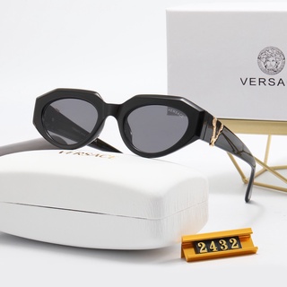 Versace แว่นตากันแดด เลนส์กระจก ทรงตาแมว หรูหรา สไตล์วินเทจ แฟชั่นคลาสสิก สําหรับสตรี 2022
