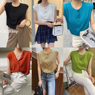 ภาพหน้าปกสินค้าCicishop(2544)เสื้อครอปแขนกุดกระดุมผ่ากลาง ผ้าknitนิ่มมาก ทรงสวยใส่แมทช์ง่าย ที่เกี่ยวข้อง