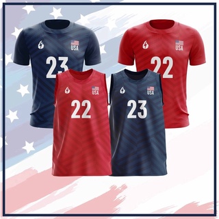 เสื้อกีฬาวอลเลย์บอลแฟชั่น Usa (Fully Sublimated)