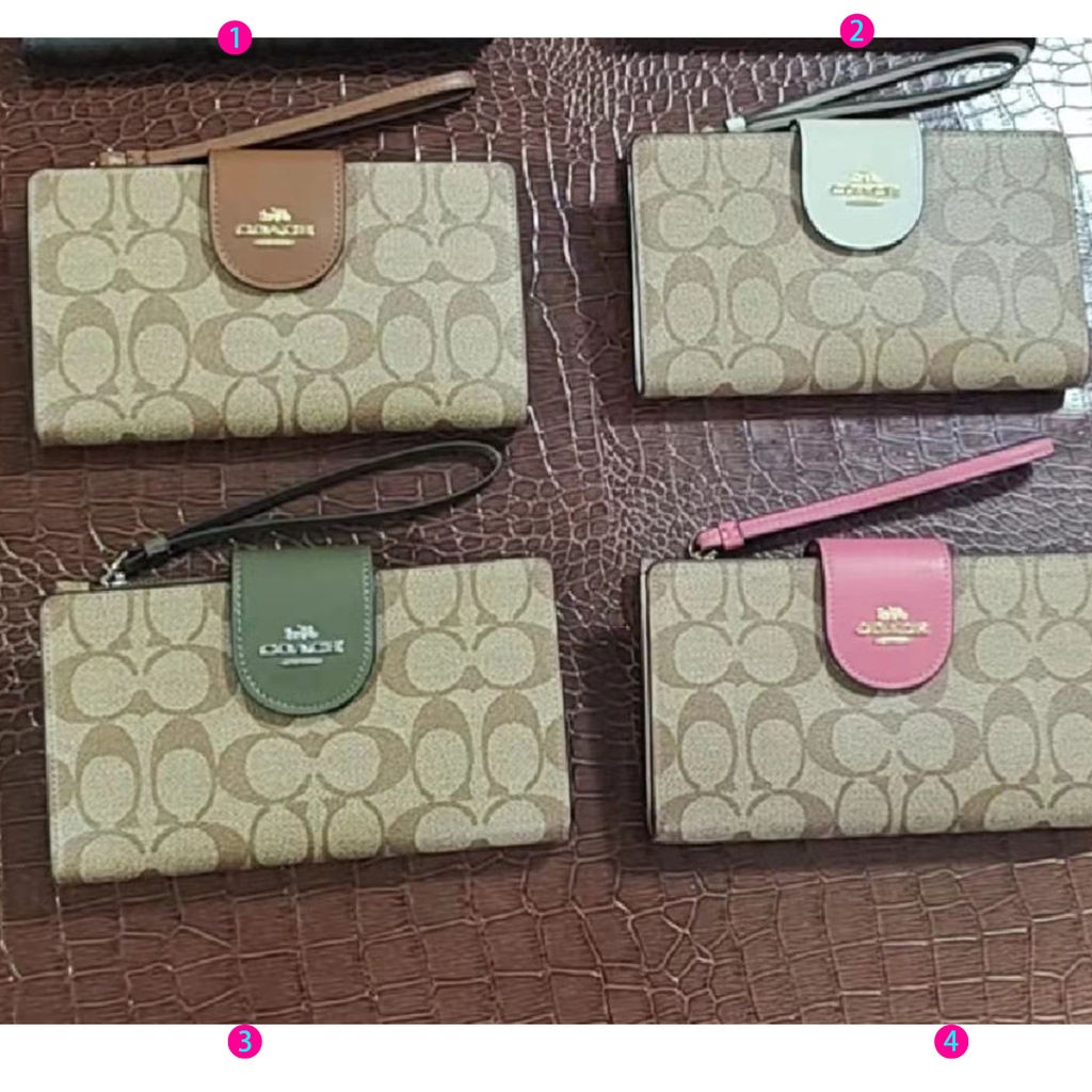 outlet-ส่วนลด-coach-c2874-กระเป๋าสตางค์ผู้หญิงเทคโนโลยีกระเป๋าสตางค์สีจับคู่ผ้าใบลายเซ็น