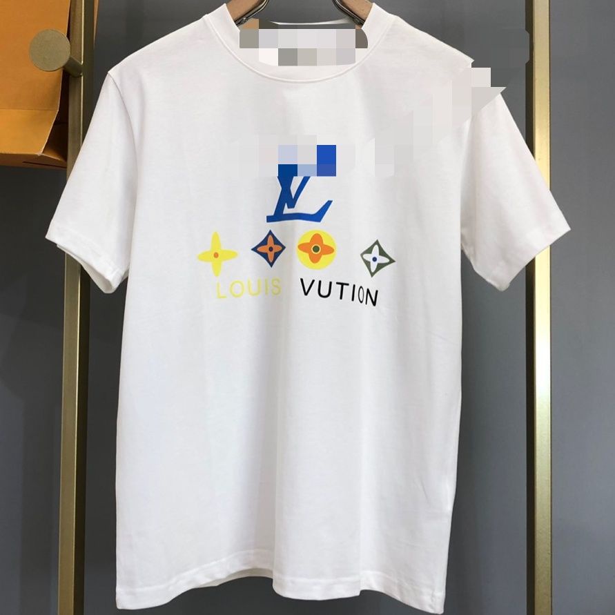 เสื้อยืดแขนสั้น-ผ้าฝ้าย-พิมพ์ลายโลโก้ตัวอักษร-lv-2022-แฟชั่นคู่รัก-สําหรับผู้ชาย-และผู้หญิงเสื้อยืด-เสื้อแฟชั่นผญ