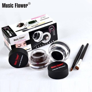 เจลเขียนคิ้ว Music Flower Eyeliner Gel เขียนคิ้ว + อายไลเนอร์ 2 ตลับ กันน้ำ 24 ชม เจลคิ้ว ติดทนนาน เจลอายไลเนอร์