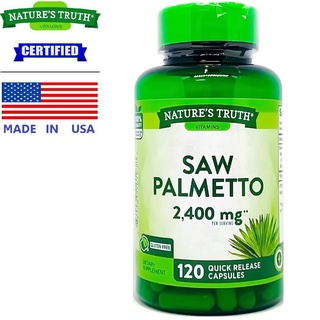 Nature’s Truth Saw Palmetto 2400 mg/s x 120 เม็ด เนเจอร์ ทรูทร์ ซอว์ พอลเมตโต ปาล์มเลื่อย / กินร่วมกับ ถั่งเช่า ฟีนูก...