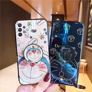 เคส Samsung Galaxy A02 M12 A32 5G 4G Casing Cute Doraemon Softcase with Stand Holder Phone Case Blu-ray Shiny Cartoon Couple Back Cover เคสโทรศัพท์ GalaxyA32