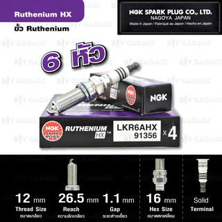 NGK หัวเทียน Ruthenium HX LKR6AHX 6 หัว - Made in Japan