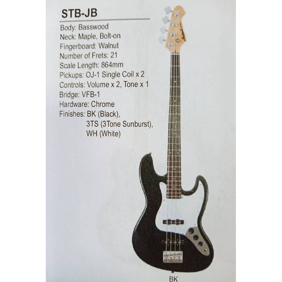 aria-pro-ii-stb-jb-bk-กีตาร์เบส-แอเรีย-electric-bass-พร้อมกระเป๋า-gigbag