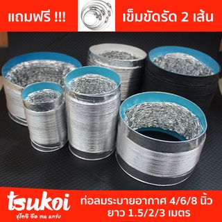 สินค้า ท่อลมระบายอากาศ 4/6/8 นิ้ว ยาว 1.5/2/3 เมตร แถมฟรีเข็มขัดรัด 2 ชิ้น ท่อแอร์เคลื่อนที่ ท่อระบายความร้อน ท่อระบายอากาศ