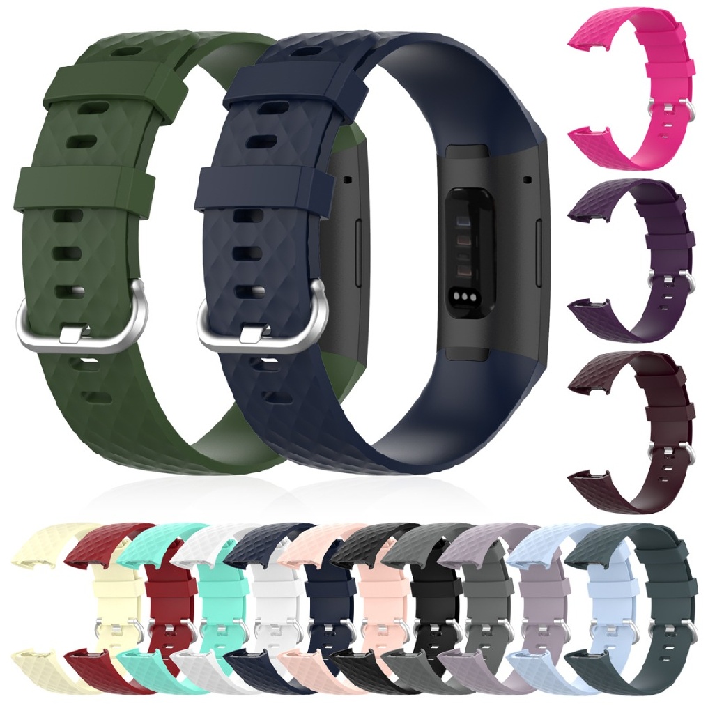 Cinturino Impermeabile Per Fitbit Charge 4/3/3 SE - 3 Pezzi In Elastomero - Acciaio Inox - Taglie Piccola E Grande