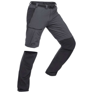 กางเกงขายาวผู้ชายแบบถอดขาได้สำหรับการเทรคกิ้งบนภูเขารุ่น Trek 500 (สีเทาเข้ม)