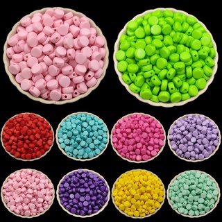ภาพหน้าปกสินค้า50Pcs 4*7mm Candy Color Single Hole Loose Beads DIY Jewelry Making Round Flat Bead Charms ที่เกี่ยวข้อง