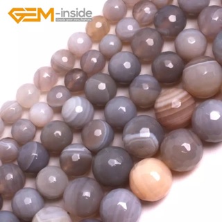 15นิ้ว)หินบอตสวานา อาเกต หินมงคล หินนำโชค สำหรับทำเครื่องประดับ Natural Botswana Agates beads: 6mm 8mm 10mm 12mm 14mm