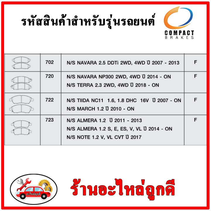 compact-คอมแพ็ค-ผ้าเบรคหน้า-nissan-cube-1-4-1-5-ปี-05-08