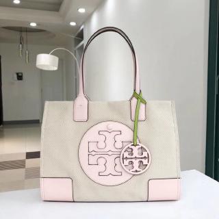 TORY BURCH กระเป๋าถือ ผ้าแคนวาส หนังวัว