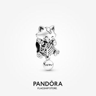 Pandora จี้ลูกบอลไหมพรม รูปลูกแมว ของขวัญวันเกิด สําหรับสุภาพสตรี p825