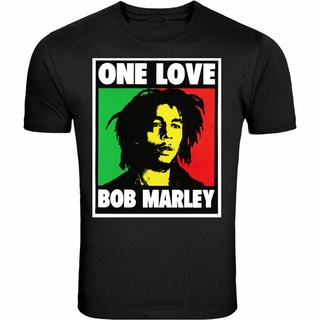 เสื้อยืดผ้าฝ้ายพิมพ์ลายขายดี เสื้อยืด ผ้าฝ้าย พิมพ์ลาย Bob Marley Rasta สีดํา