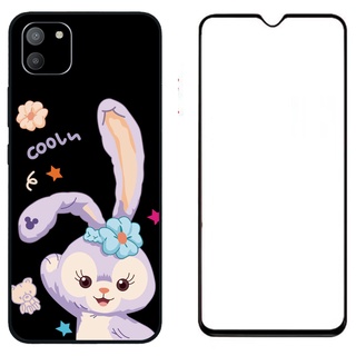 Samsung Galaxy A03 4G A035 เคสแฟชั่น ลายกระต่ายน่ารัก ซิลิโคนนิ่ม TPU ฝาหลัง พร้อมฟิล์มกระจกนิรภัย