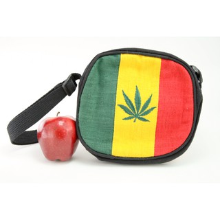 สินค้าราสต้า Bag Hemp Circle Handmade Cannabis Leaf กระเป๋าสะพายราสต้าใยธรรมชาติทรงกลม  8×8 นิ้ว