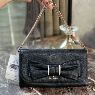 🎀 (สด-ผ่อน) ส่งฟรี กระเป๋าสะพาย สีดำ WKRU3077 KATE SPADE NY Rosewood Place Milou Clutch Wallet Black