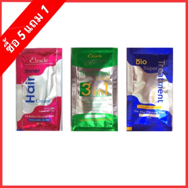 ภาพหน้าปกสินค้าGreen Bio Super และ Elracle Odorless Control Treatment Cream แบบซอง 30 ml ซื้อ 5 แถม 1 จากร้าน bumalompong บน Shopee