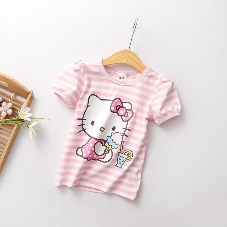 เสื้อยืดผ้าฝ้ายลายการ์ตูน-hello-kitty-สำหรับเด็ก