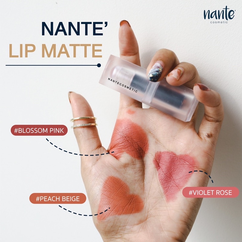 แถมบรัชออน-nante-lipstick-ล็อตใหม่ล่าสุด-เนื้อกึ่งแมทนุ่มเนียนกริบ-สวยติดทน-nante-cosmetic