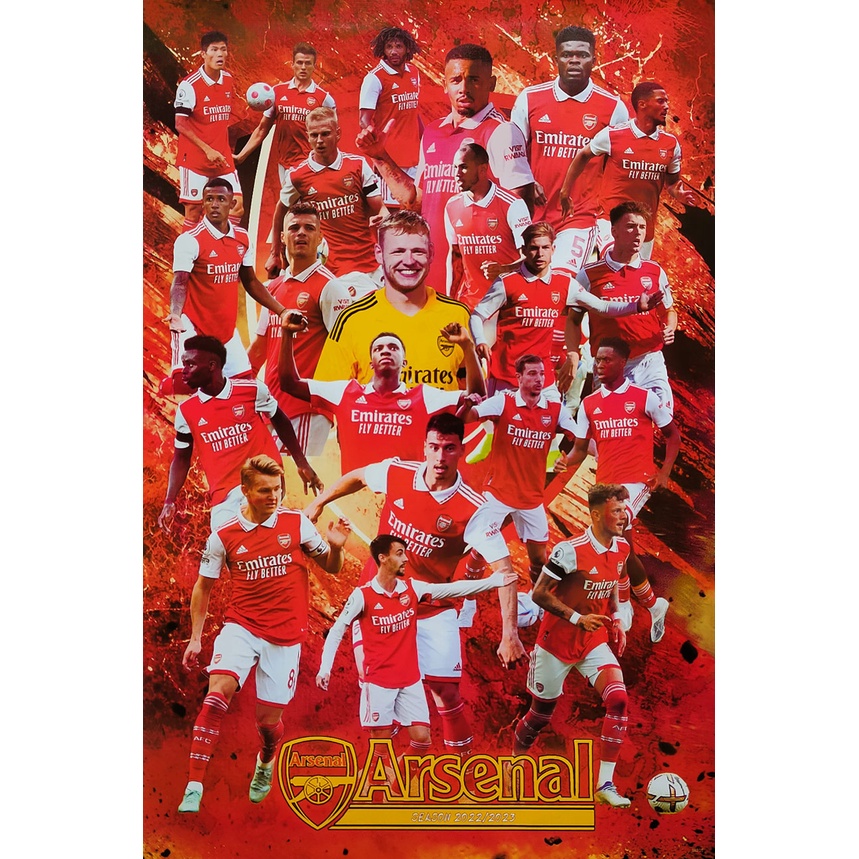 โปสเตอร์ นักฟุตบอล อาร์เซนอล Arsenal 2023 Poster 24”x35” Inch Football